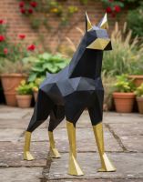 Digital Illustration of ‘Dante’ the Standing Doberman Upcycled Oil Drum Garden Sculpture in Front of Plant Pots Digital Illustration of ‘Dante’ the Standing Doberman Upcycled Oil Drum Garden Sculpture in Front of Plant Pots