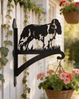 Digital Illustration of the English Springer Spaniel Iron Hanging Basket Bracket Mounted on a Fence