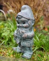 Digital illustration of ‘Hodge’ the Garden Gnome in Cast Aluminium - Verdigris angled view of gnome