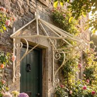 Digital illustration of Honeysuckle Cottage Over Door Canopy Hand Made in Wrought Iron - cream