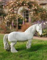 Digital illustration of Miniature Cast Iron Pony Sculpture - Cream in a cottage garden Digital illustration of Miniature Cast Iron Pony Sculpture - Cream in a cottage garden