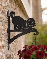 Digital Illustration of the Playful Cockapoo Iron Hanging Basket Bracket Mounted on Garden Wall