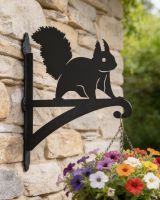 Digital illustration of Red Squirrel Hanging Basket Bracket mounted on a stone wall Digital illustration of Red Squirrel Hanging Basket Bracket mounted on a stone wall