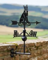 Digital illustration of Sitting German Shepherd Weathervane mounter on stone wall
