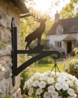 Digital Illustration of the Stag Hanging Iron Basket Bracket Mounted on a Stone Wall Digital Illustration of the Stag Hanging Iron Basket Bracket Mounted on a Stone Wall