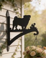 Digital Illustration of the Steel Pug Dog Hanging Basket Bracket Mounted on a Shed Digital Illustration of the Steel Pug Dog Hanging Basket Bracket Mounted on a Shed