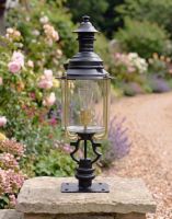 Digital Illustration of the 104cm Belgravia Pillar Light and Lantern Set Mounted on a Stone Garden Pillar Viewed Face On