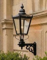 Digital Illustration of the 115 x 51cm Victorian Lantern on Royale Bracket Mounted on aTraditional Sandstone Building Entrance