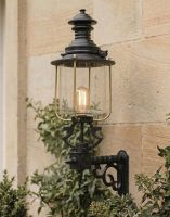 Digital Illustration of the 128 x 46cm Belgravia Lantern on a Royale Bracket Mounted on a Sandstone Brick Building