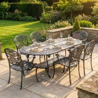 digital illustration of The "Acropolis" 6-Seater Dining Set - Antique Gold