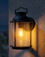 Digital Illustration of the "Bantam Bay" Medium Wall Lantern Lit up at Night