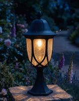 Digital Illustration of the "Celene" Black Frosted Glass Pillar Light Mounted on a Stone Garden Pillar and Lit up at Night Digital Illustration of the "Celene" Black Frosted Glass Pillar Light Mounted on a Stone Garden Pillar and Lit up at Night