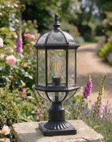 Digital Illustration of the "Chichester" Traditional Pillar Light Mounted on a Stone Garden Pillar