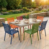 Digital Illustration of the "Chrysolina" Pop Art Six Seat Table and Chair Set Dressed For Dining digital illustration