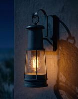 Digital Illustration of the "Harbourside" Traditional Wall Lantern with Bracket Lit up at Night