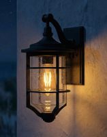 Digital Illustration of the "Marine" Nautical Hanging Wall Light Lit up at Night