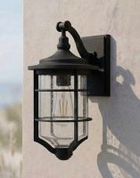 Digital Illustration of the "Marine" Small Nautical Hanging Wall Light Mounted on a Cream Coloured Garden Wall