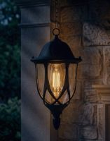 Digital Illustration of the "Middleton" Chain Hanging Porch Light Lit up at Night
