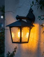 Digital Illustration of the "Oxford" Traditional Top Fix Black Wall Lantern Lit up at Night Digital Illustration of the "Oxford" Traditional Top Fix Black Wall Lantern Lit up at Night