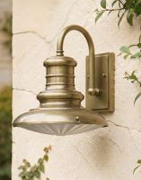 Digital Illustration of the 32cm "Bleakmoor" Brass Top Fix Station Light Mounted on a White Coloured Garden Wall