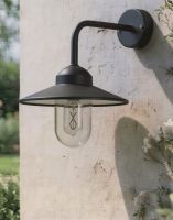 Digital Illustration of the 34cm Version of the Modern Black Top Fix Wall Light Mounted on a Cream Coloured Exterior Wall