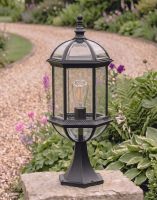 Digital Illustration of the 60cm Glass "Dome" Pillar Light Mounted on a Stone Garden Wall Pillar