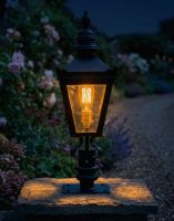 Digital Illustration of the 64cm Harrogate Pillar Light and Lantern Set Mounted on a Garden Wall from a Front view Lit up at Night Digital Illustration of the 64cm Harrogate Pillar Light and Lantern Set Mounted on a Garden Wall from a Front view Lit up at Night