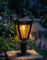 Digital Illustration of the 64cm Harrogate Pillar Light and Lantern Set Mounted on a Garden Wall from an Angled View Lit up at Night Digital Illustration of the 64cm Harrogate Pillar Light and Lantern Set Mounted on a Garden Wall from an Angled View Lit up at Night