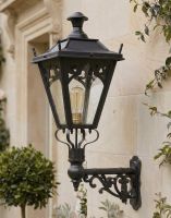 Digital Illustration of the 84 x 37cm Black Gothic Wall Lantern on Ornate Bracket Mounted on a Sandstone Brick House Porch Digital Illustration of the 84 x 37cm Black Gothic Wall Lantern on Ornate Bracket Mounted on a Sandstone Brick House Porch
