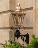 Digital Illustration of the 88 x 33cm Copper Hexagonal Wall Lantern on a Royale Bracket Mounted on a Traditional Sandstone Brick House Entrance Digital Illustration of the 88 x 33cm Copper Hexagonal Wall Lantern on a Royale Bracket Mounted on a Traditional Sandstone Brick House Entrance
