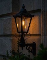 Digital Illustration of the 88 x 33cm Victorian Wall Lantern on a Royale Bracket Lit up at Night