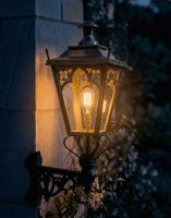 Digital Illustration of the 95 x 48cm Brass Gothic Wall Lantern on a Corner Bracket Lit up at Night Digital Illustration of the 95 x 48cm Brass Gothic Wall Lantern on a Corner Bracket Lit up at Night