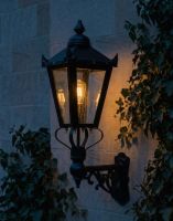 Digital Illustration of the 98 x 46cm Victorian Wall Lantern on an Ornate Bracket Lit up at Night