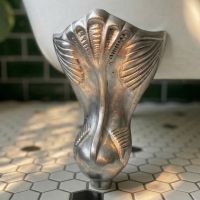 Digital Illustration of the Aluminium Claw Bath Feet Mounted on a White Bath in a Tiled Bathroom