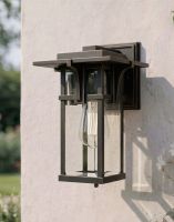 Digital Illustration of the Antique Bronze Art Deco Standard Wall Lantern Positioned on a White Exterior Garden Wall