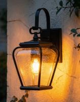 Digital Illustration of the Black "Kirkstead" Traditional Wall Lantern Lit up at Night