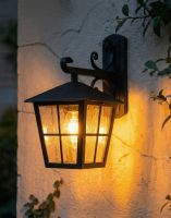 Digital Illustration of the Black "Moordale" Traditional Top Fix Wall Lantern on an Ornate Bracket Lit up at Night Digital Illustration of the Black "Moordale" Traditional Top Fix Wall Lantern on an Ornate Bracket Lit up at Night