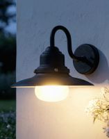 Digital Illustration of the Black Contemporary Outdoor Fishermans Wall Light Lit up at Night