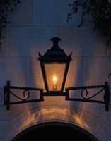 Digital Illustration of the Black Dorchester Bow Bracket Light Lit up at Night