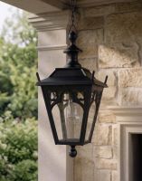 Digital Illustration of the Black Gothic Hanging Garden Chain Lantern. Suspended Above a Decorative Stone Porch Digital Illustration of the Black Gothic Hanging Garden Chain Lantern. Suspended Above a Decorative Stone Porch