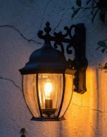 Digital Illustration of the Black Large Ornamental Victorian Wall Light Lit up at Night