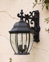 Digital Illustration of the Black Large Ornamental Victorian Wall Light Mounted to a Cream Coloured Exterior Garden Wall