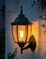 Digital Illustration of the Black Traditional "Acorn" Victorian Wall Lantern in Aluminium Lit up at Night Digital Illustration of the Black Traditional "Acorn" Victorian Wall Lantern in Aluminium Lit up at Night