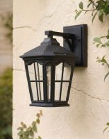 Digital Illustration of the Black Traditional "Quest" Victorian Top-Fix Wall Lantern Mounted on a Cream Coloured Exterior Wall