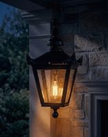 Digital Illustration of the Black Victorian Outdoor Hanging Lantern Lit up at Night
