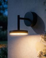 Digital Illustration of the Contemporary Adjustable Halo Wall Light Lit up at Night