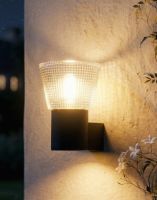 Digital Illustration of the Contemporary Black "Alton" Wall Light Lit up at Night