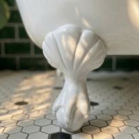 Digital Illustration of the Cream Ball & Claw Bath Feet in a Tiled Bathroom