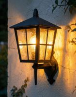 Digital Illustration of the "Dalston" Traditional Wall Lantern Lit up at Night