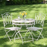 Digital Illustration of the Deluxe "Scylla" Classic Outdoor Two Seater Bistro Set in Antique White Dressed For Dining